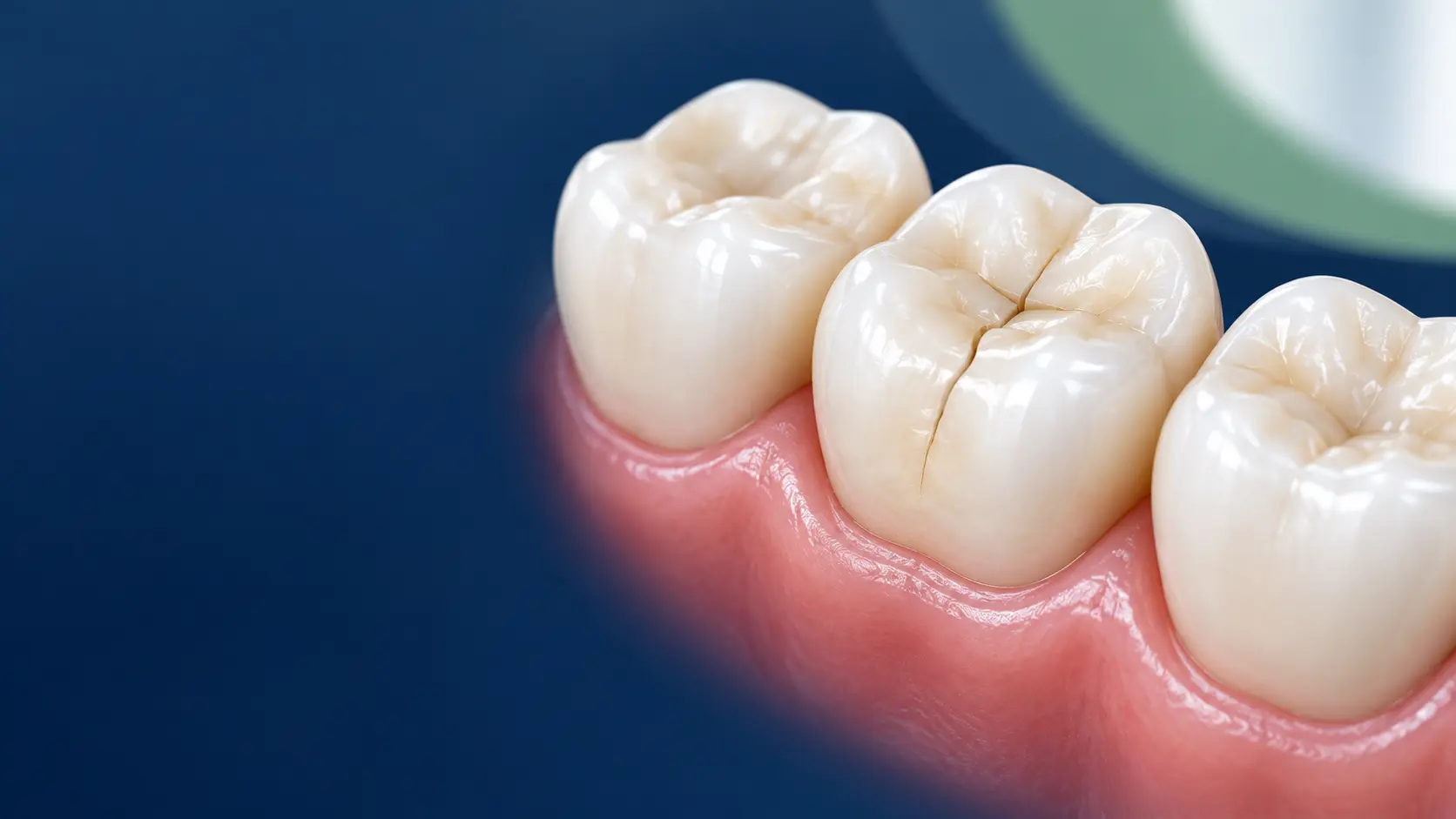A fine crack line on a back tooth shown in a patient-friendly dental illustration