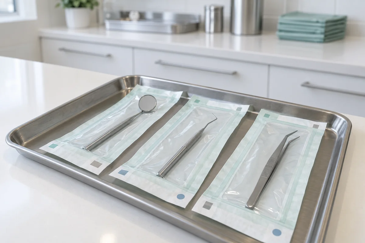 Illustration of packaged dental instruments