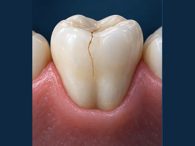 Dental illustration of a fine crack running through a tooth
